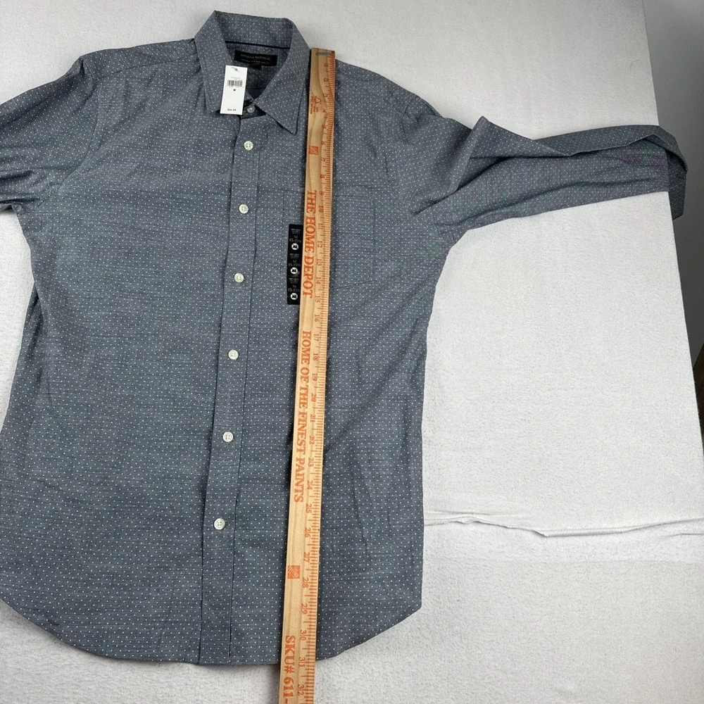 New! Banana Republic Mens Button Down Long Sleeve Chambray Dot Shirt M 15-33